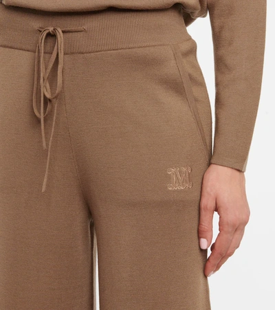Shop Max Mara Giove Wide-leg Wool Sweatpants In Brown