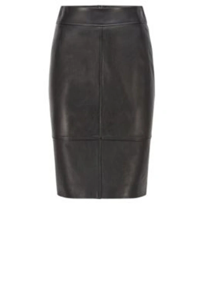 Shop Hugo Boss Pencil Skirt In Leather With Feature Seaming In Black