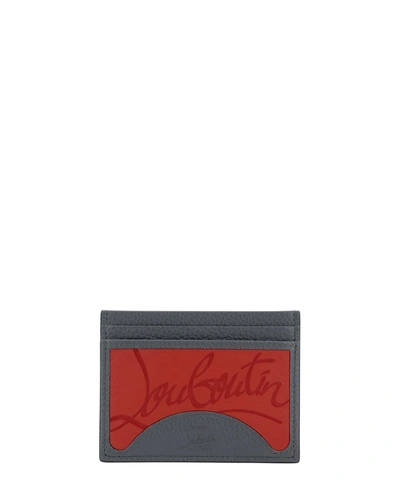 Shop Christian Louboutin "kios" Card Holder In Grey