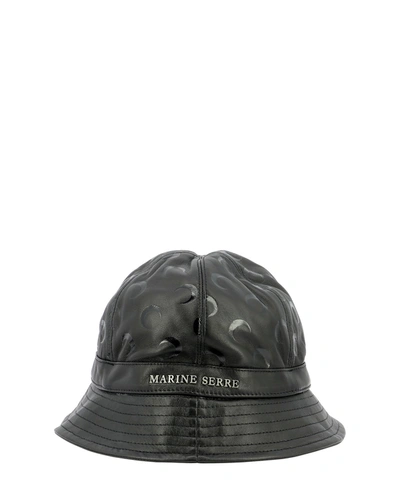 Shop Marine Serre "moon Leather Bell" Hat In Black  