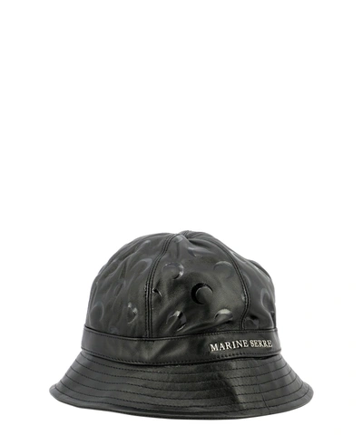 Shop Marine Serre "moon Leather Bell" Hat In Black  