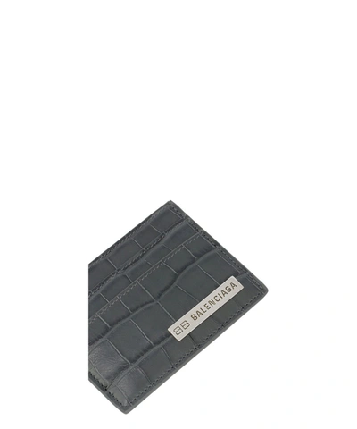 Shop Balenciaga "plate" Card Holder In Grey