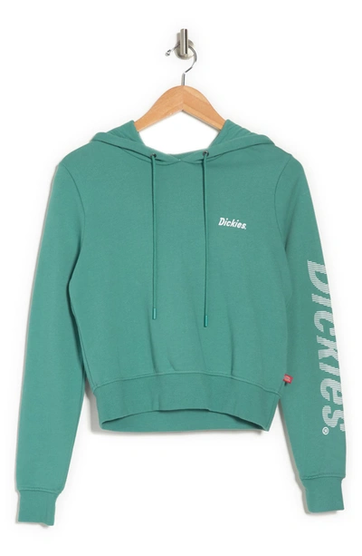 Shop Dickies French Terry Logo Cropped Hoodie In Bottle Green