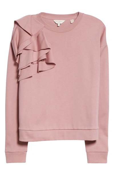Womens Pink Ozai Ruffle-detail Cotton Sweatshirt 6