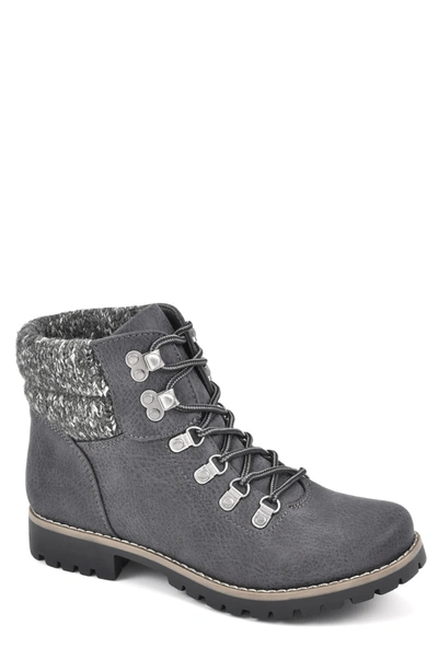 Shop Cliffs By White Mountain Pathfield Knit Collar Lace-up Boot In Charcoal/ Fabric