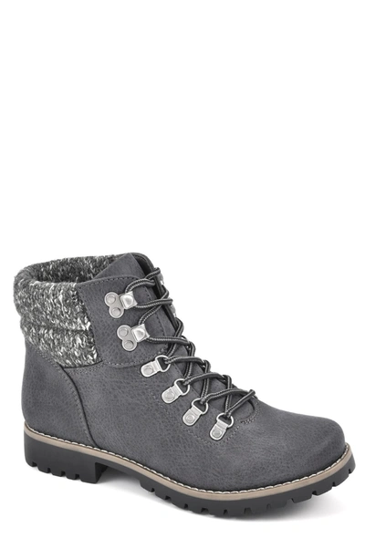 Cliffs By White Mountain Pathfield Knit Collar Lace-up Boot In Charcoal/ Fabric