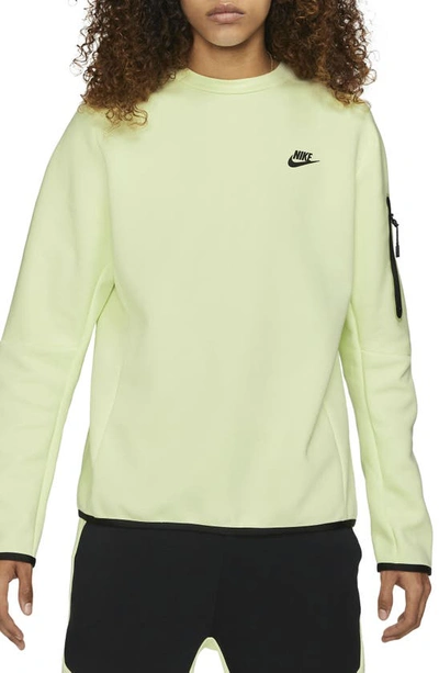 Shop Nike Sportswear Tech Fleece Crewneck Sweatshirt In Lime Ice/ Black