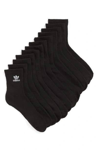 Shop Adidas Originals Trefoil 6-pack Quarter Socks In Black