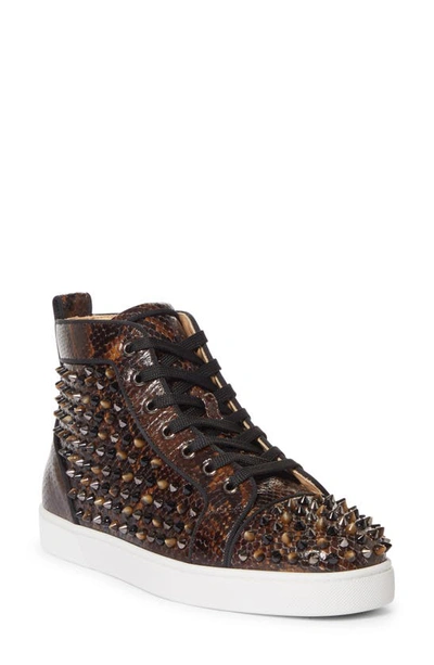 Christian Louboutin Brown Leather Louis Orlato Spike High-Top