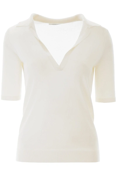 Shop Gabriela Hearst Knit Polo Shirt In White