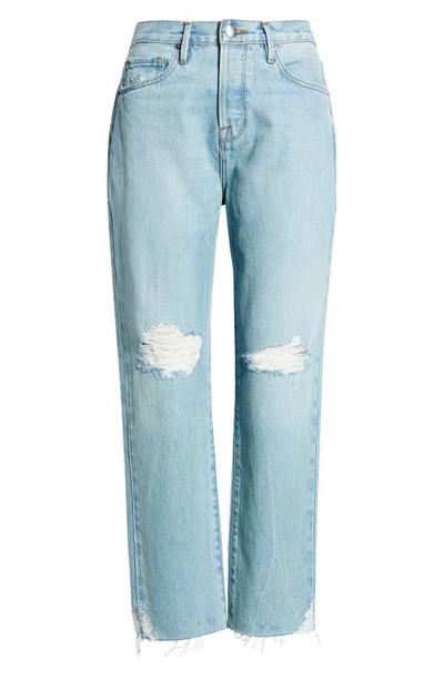 Shop Frame Le Original Ripped High Waist Crop Jeans In Limelight Chew