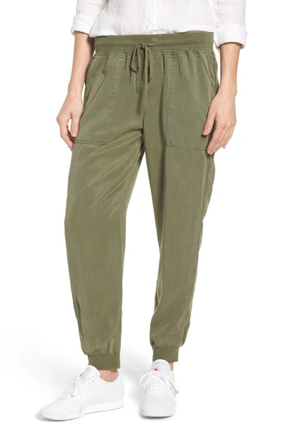 Shop Vince Camuto Twill Jogger Pants In Hunter Green