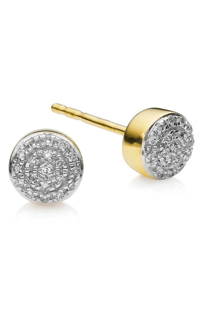Shop Monica Vinader Fiji Mini Diamond Button Stud Earrings In Gold