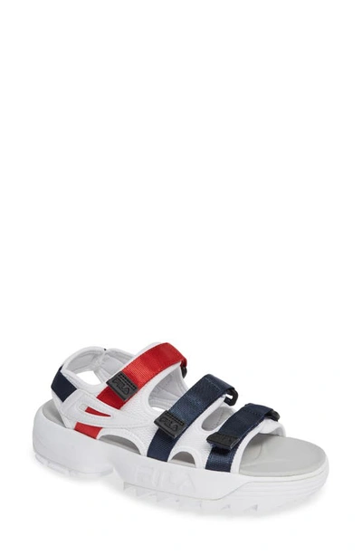 Shop Fila Disruptor Sandal In White/  Navy/  Red