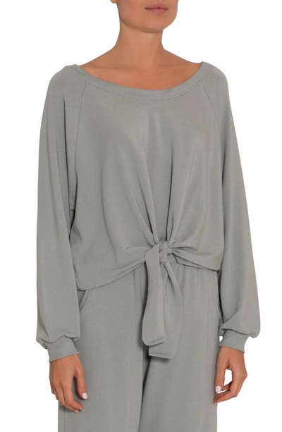 Shop Eberjey Blair Knotted Pullover In Willow Green