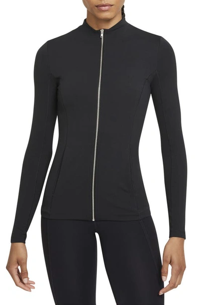 Shop Nike Yoga Luxe Dri-fit Full Zip Jacket In Black/ Dk Smoke Grey