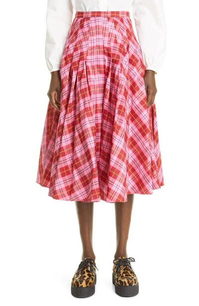 Shop Molly Goddard Henri Tartan Pleated Skirt In Pink/ Red