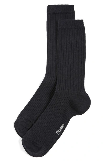 Shop Stems Cotton & Cashmere Blend Crew Socks In Black