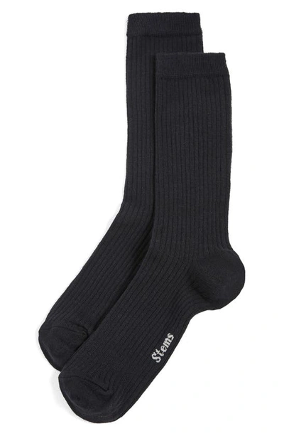 Stems Cashmere-cotton Crew Socks In Black