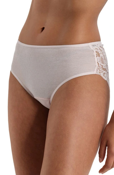 Shop Hanro Luxury Moments Lace Back Briefs In Gentle Pink