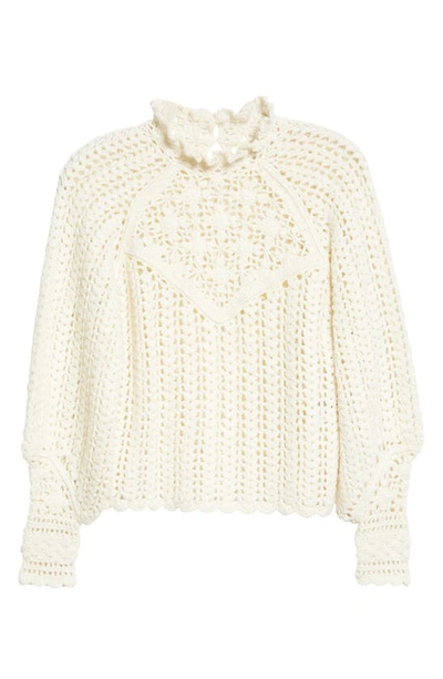 Shop Ba&sh Aste Wool Blend Crochet Sweater In Ecru