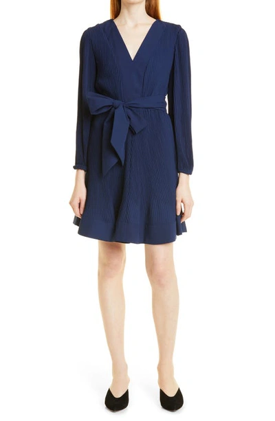 Shop Milly Liv Long Sleeve Minidress In Navy