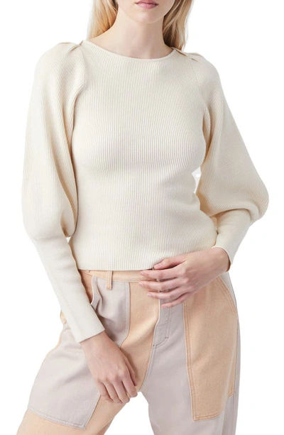 Shop French Connection Joss Puff Sleeve Sweater In Ecru