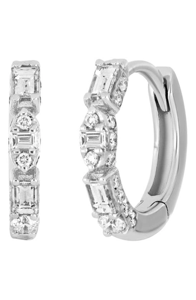Shop Bony Levy Maya Diamond Huggie Hoop Earring In 18k White Gold