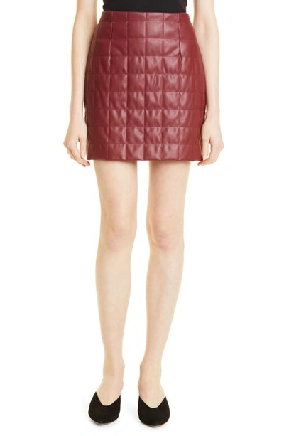 Shop Milly Sonia Faux Leather Quilted Miniskirt In Wine