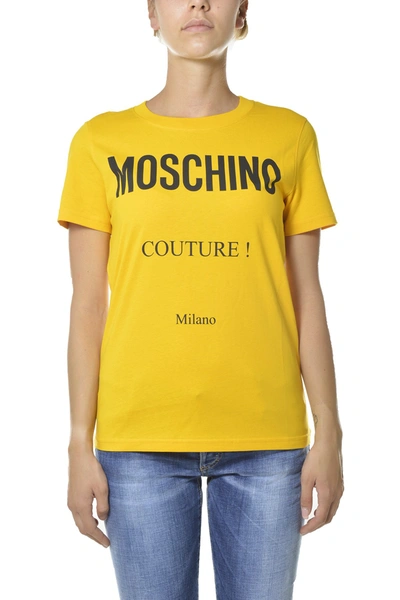 Shop Moschino Logo Printed Crewneck T In Yellow