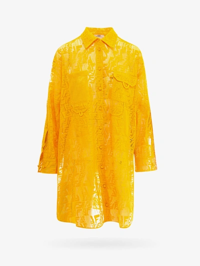 Shop Fendi Dress In Yellow