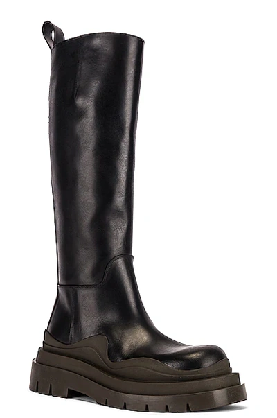 Shop Bottega Veneta Tire High Top Boots In Black & Camping