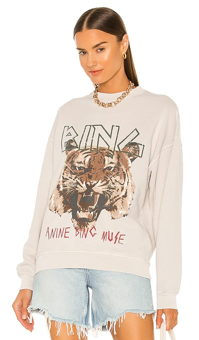 Shop Anine Bing Tiger Sweatshirt In Stone