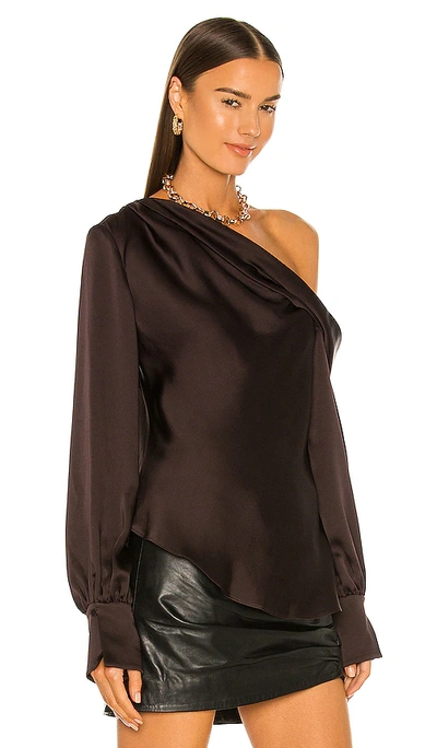 Shop Jonathan Simkhai Alice One Shoulder Top In Chocolate