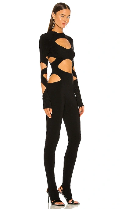 Shop Norma Kamali Long Sleeve Aztec Catsuit In Black