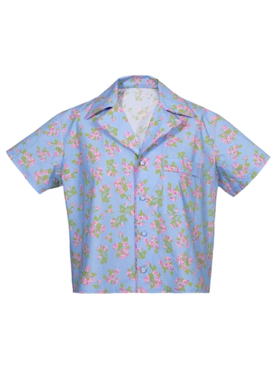 Shop Natasha Zinko Floral Print Pajama Top Blue