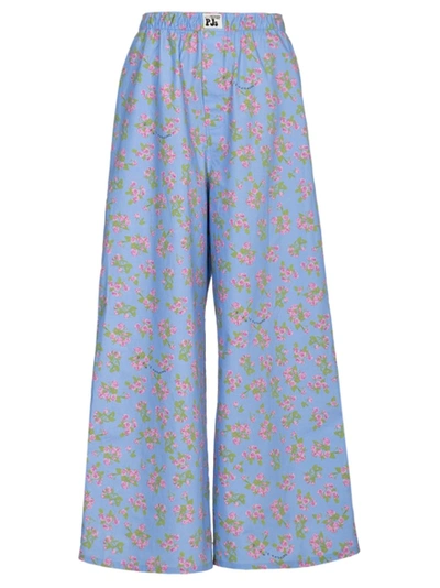Shop Natasha Zinko Floral Print Pajama Pants Blue