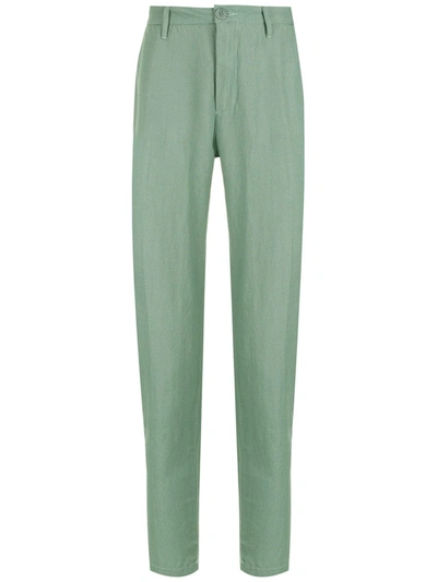 Shop Osklen Fluid Linen Tailored Trousers In Green