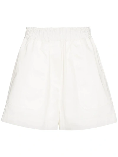 Lee Mathews Drill Elasticated-waist Shorts In White