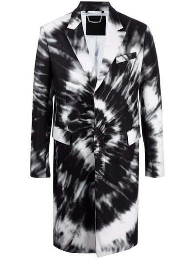 Shop Philipp Plein Single-breasted Tie-dye Coat In Black