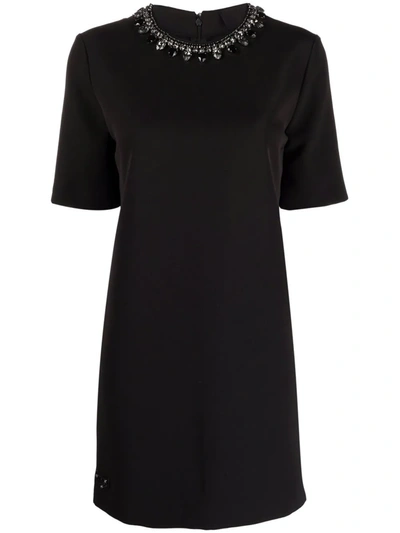 Shop Philipp Plein Crystal-embellished Cady Dress In Black