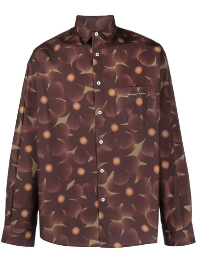 Shop Jacquemus Simon Floral-print Shirt In Brown