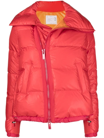 Shop Sacai Padded Spread Collar Jacket In Red
