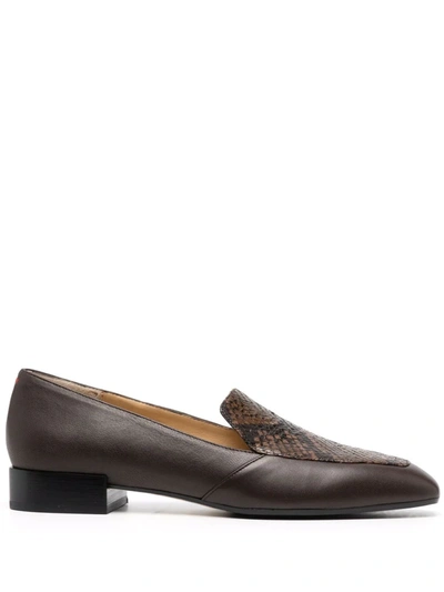 Shop Aeyde Snakeskin-print Loafers In Brown