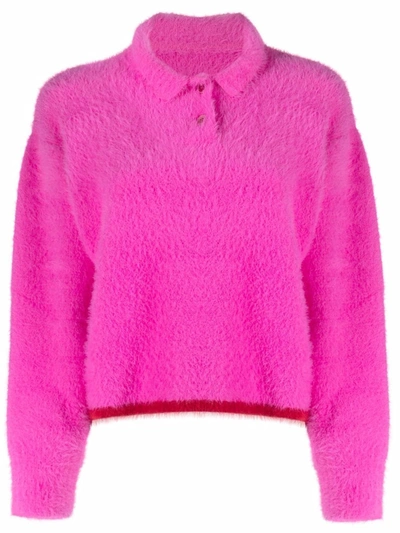 Shop Jacquemus Le Polo Neve Textured Jumper In Pink