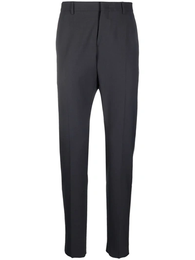 Shop Valentino Stripe-detail Tailored Trousers In Grey