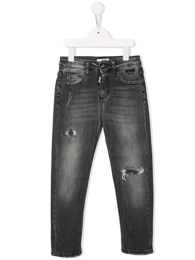 Msgm Skinny-cut Grey-wash Jeans In Black