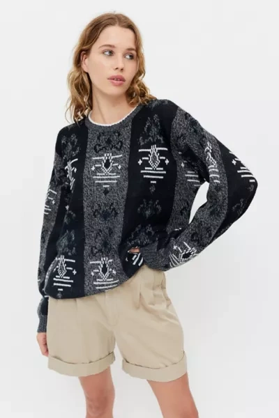 Shop Urban Renewal Vintage Printed Oversized Sweater In Black