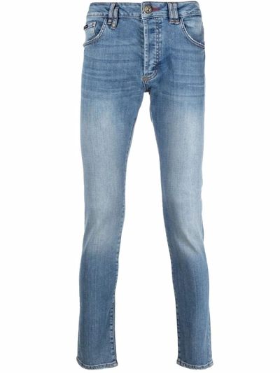 Shop Philipp Plein Logo-plaque Skinny-cut Jeans In 蓝色