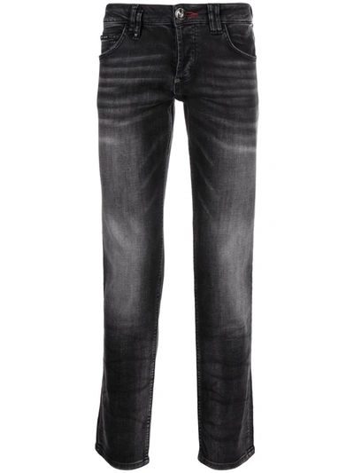 Shop Philipp Plein Super Straight Cut Jeans In 黑色